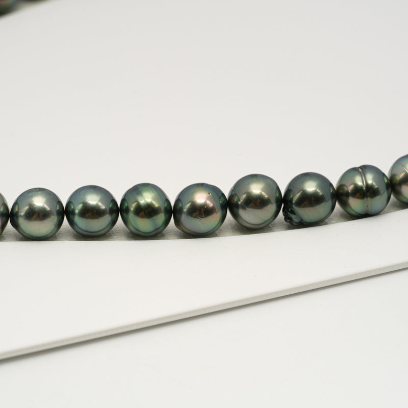 43pcs "High Luster" Peacock Mix 9-11mm - SB AAA/AA Quality Tahitian Pearl Necklace NL1615 HL3