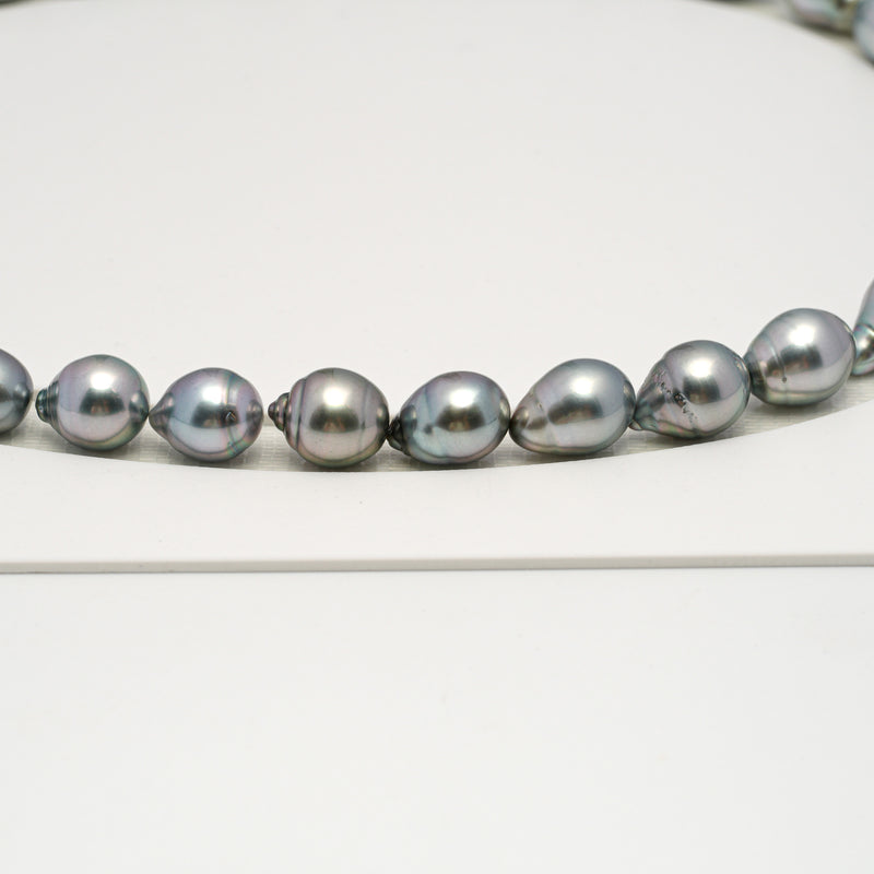 34pcs "High Luster" Silver Mix 9-11mm - SB AAA Quality Tahitian Pearl Necklace NL1602 HL3