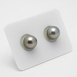 2pcs "High Luster" Green 9.6mm - SR AAA Quality Tahitian Pearl Pair ER1430 TH2