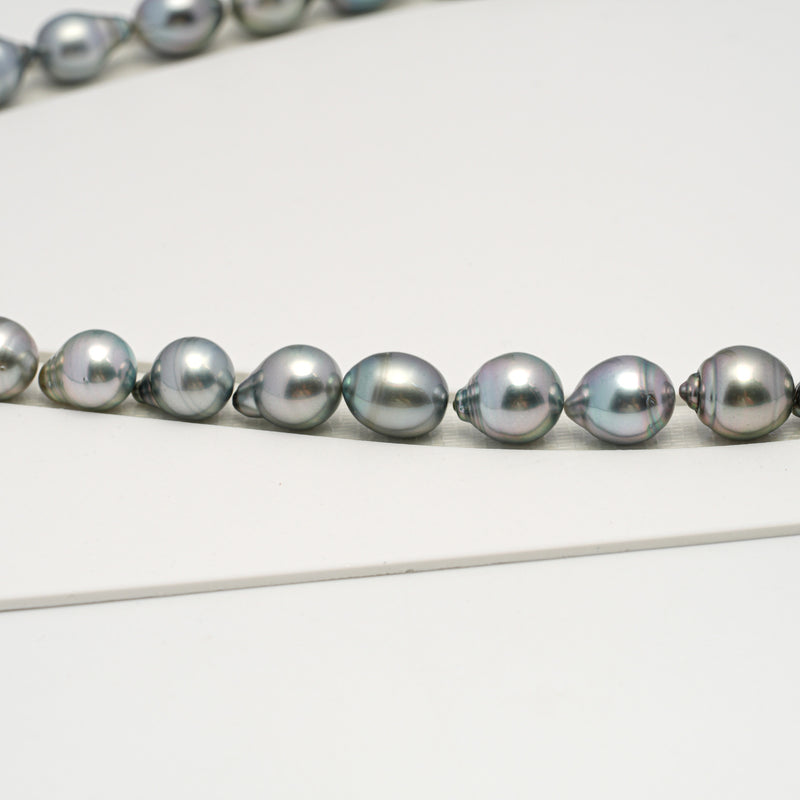 34pcs "High Luster" Silver Mix 9-11mm - SB AAA Quality Tahitian Pearl Necklace NL1602 HL3