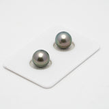 2pcs "High Luster" Green 9.6mm - SR AAA Quality Tahitian Pearl Pair ER1430 TH2