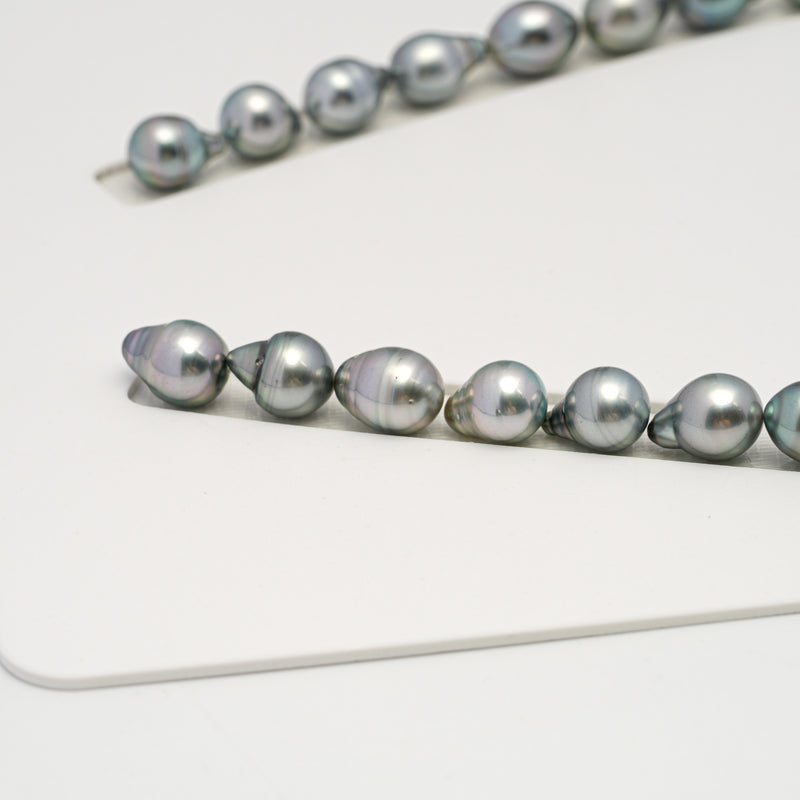 34pcs "High Luster" Silver Mix 9-11mm - SB AAA Quality Tahitian Pearl Necklace NL1602 HL3