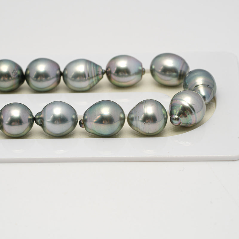 36pcs "High Luster" Light Green 9-11mm - SB AAA/AA Quality Tahitian Pearl Necklace NL1622 HL3