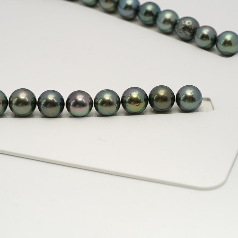 38pcs Green 11-12mm - SR/NR AA/AAA Quality Tahitian Pearl Necklace NL1633 THMIX3