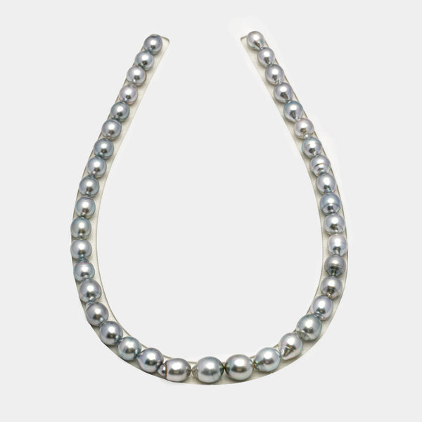 39pcs "High Luster" Silver Gray 8-11mm - SB AAA/AA Quality Tahitian Pearl Necklace NL1603 HL3