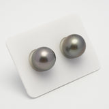 2pcs Gray 12.6mm - SR AAA Quality Tahitian Pearl Pair ER1554 A101