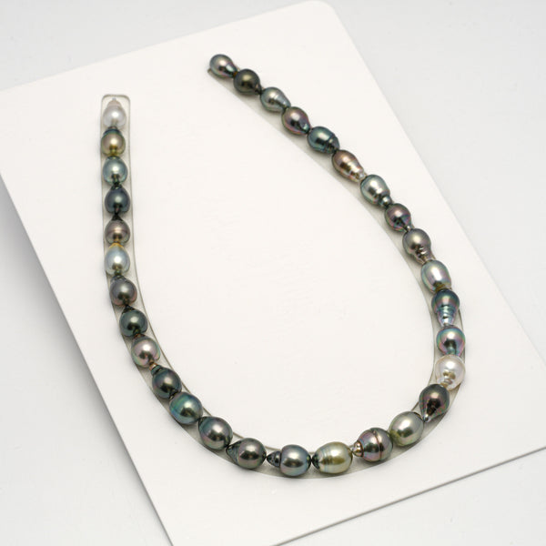 31pcs "High Luster" Multicolor 9-12mm - SB AAA/AA Quality Tahitian Pearl Necklace NL1569 HL3