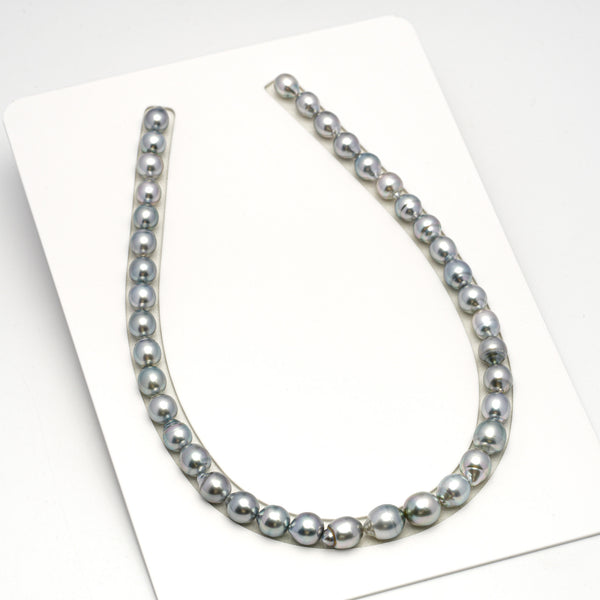 39pcs "High Luster" Silver Gray 8-11mm - SB AAA/AA Quality Tahitian Pearl Necklace NL1603 HL3