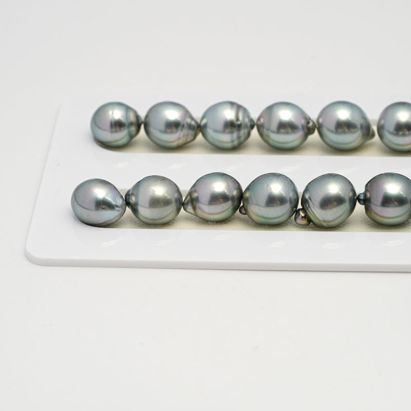 36pcs "High Luster" Light Green 9-11mm - SB AAA/AA Quality Tahitian Pearl Necklace NL1622 HL3