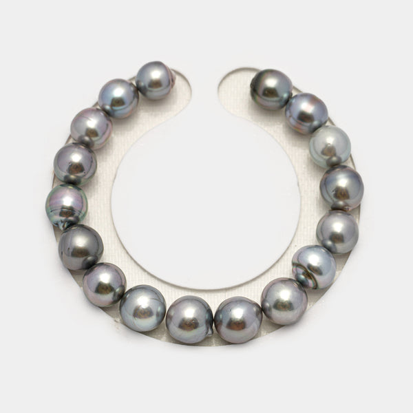 17pcs "High Luster" Silver Mix 9-11mm - SB AAA/AA Quality Tahitian Pearl Bracelet BR2240 HL3