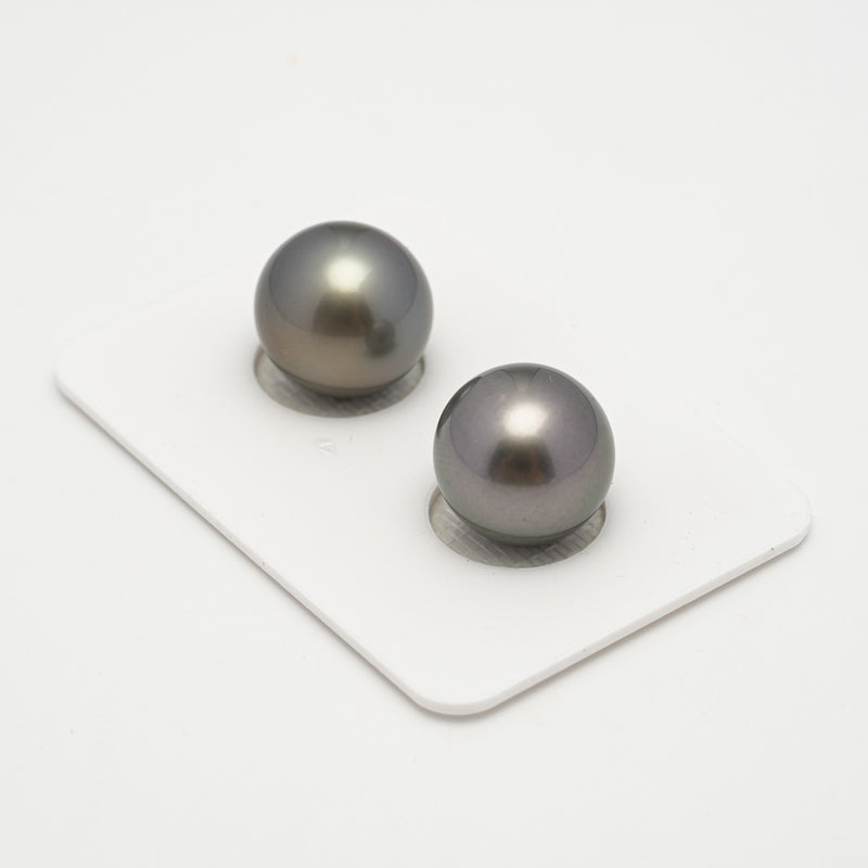 2pcs Gray 12.6mm - SR AAA Quality Tahitian Pearl Pair ER1554 A101