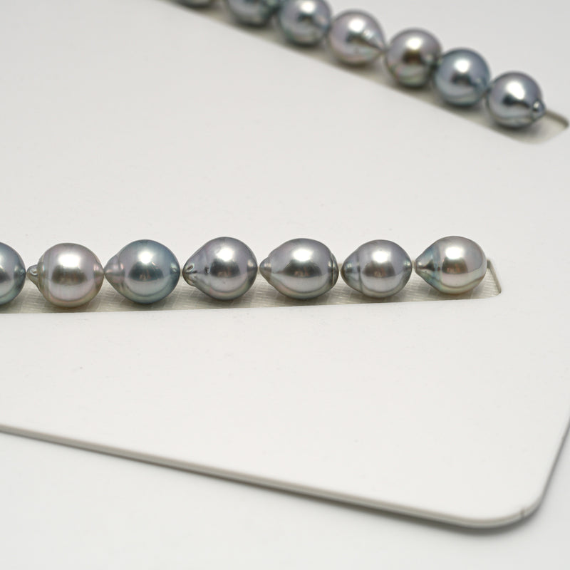 39pcs "High Luster" Silver Gray 8-11mm - SB AAA/AA Quality Tahitian Pearl Necklace NL1603 HL3