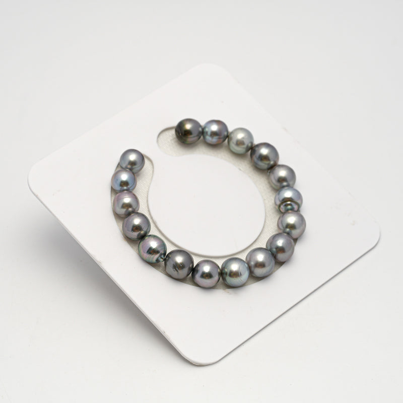 17pcs "High Luster" Silver Mix 9-11mm - SB AAA/AA Quality Tahitian Pearl Bracelet BR2240 HL3