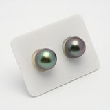 2pcs "High Luster" Multicolor 11.8-11.9mm - NR AAA/TOP Quality Tahitian Pearl Pair ER1470 TH1