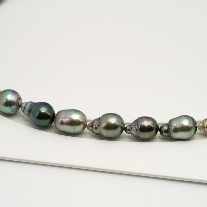 31pcs "High Luster" Multicolor 9-12mm - SB AAA/AA Quality Tahitian Pearl Necklace NL1569 HL3