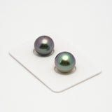 2pcs "High Luster" Multicolor 11.8-11.9mm - NR AAA/TOP Quality Tahitian Pearl Pair ER1470 TH1