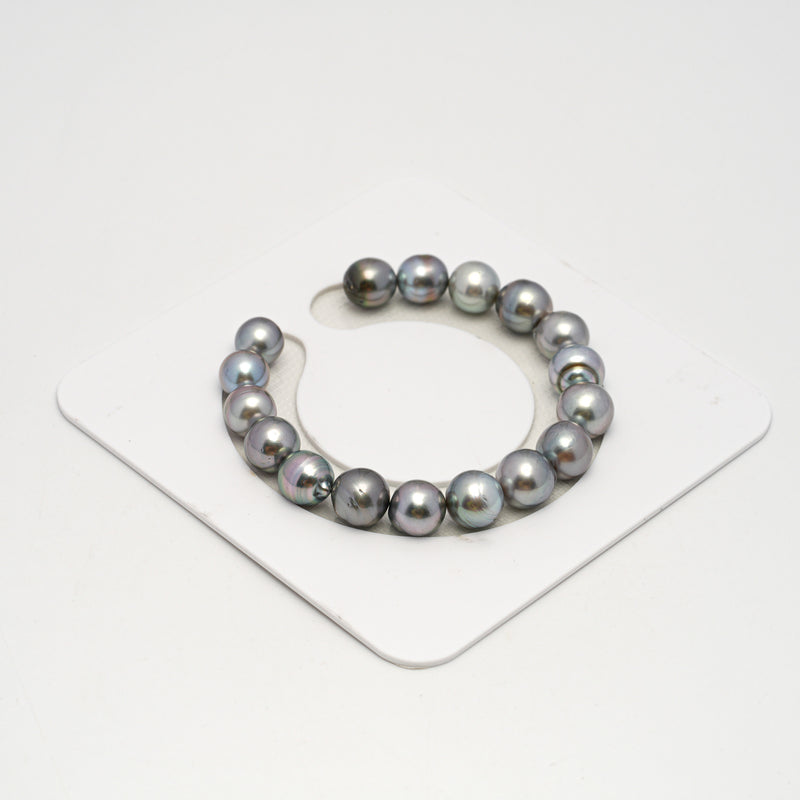 17pcs "High Luster" Silver Mix 9-11mm - SB AAA/AA Quality Tahitian Pearl Bracelet BR2240 HL3