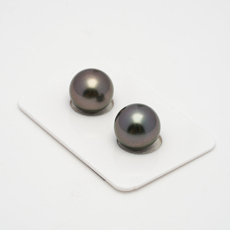 2pcs Dark 12.4mm - RSR AAA Quality Tahitian Pearl PAIR ER1492 NG15