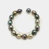 15pcs "High Luster" Multicolor 9-10mm - CL/SB AAA/AA Quality Tahitian Pearl Bracelet BR2105 OR8