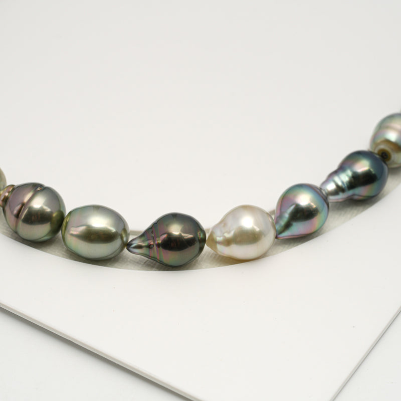 31pcs "High Luster" Multicolor 9-12mm - SB AAA/AA Quality Tahitian Pearl Necklace NL1569 HL3