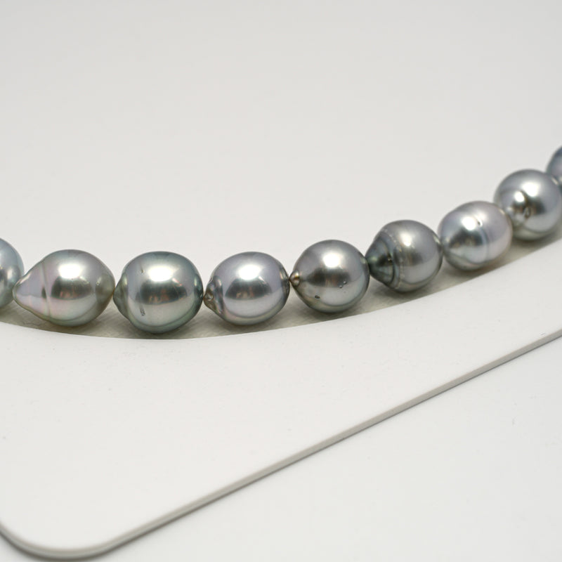 39pcs "High Luster" Silver Gray 8-11mm - SB AAA/AA Quality Tahitian Pearl Necklace NL1603 HL3