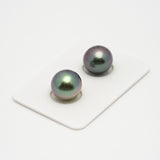 2pcs "High Luster" Multicolor 11.8-11.9mm - NR AAA/TOP Quality Tahitian Pearl Pair ER1470 TH1