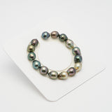 15pcs "High Luster" Multicolor 9-10mm - CL/SB AAA/AA Quality Tahitian Pearl Bracelet BR2105 OR8