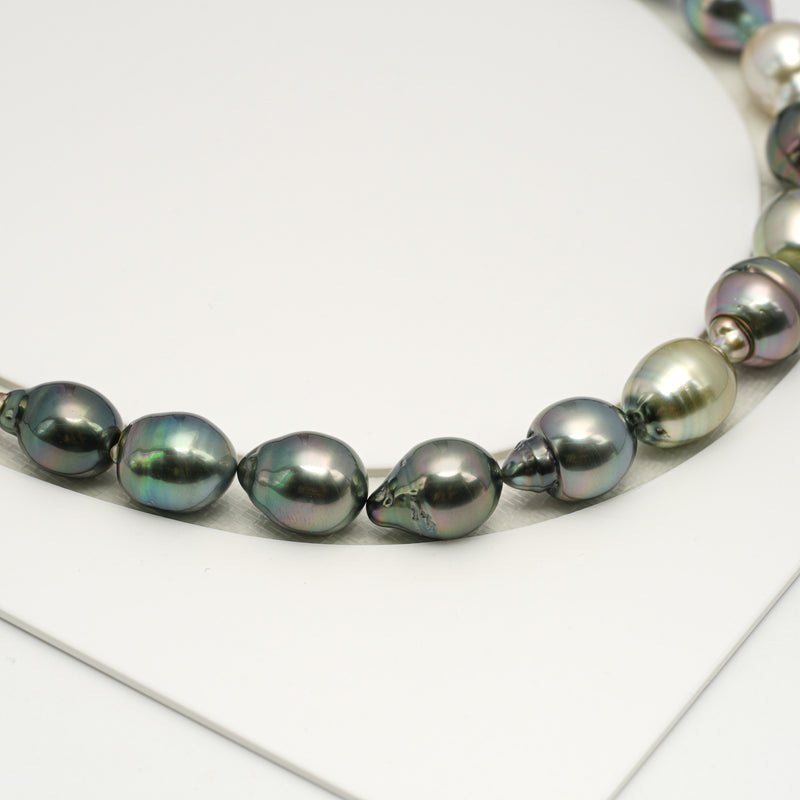 31pcs "High Luster" Multicolor 9-12mm - SB AAA/AA Quality Tahitian Pearl Necklace NL1569 HL3