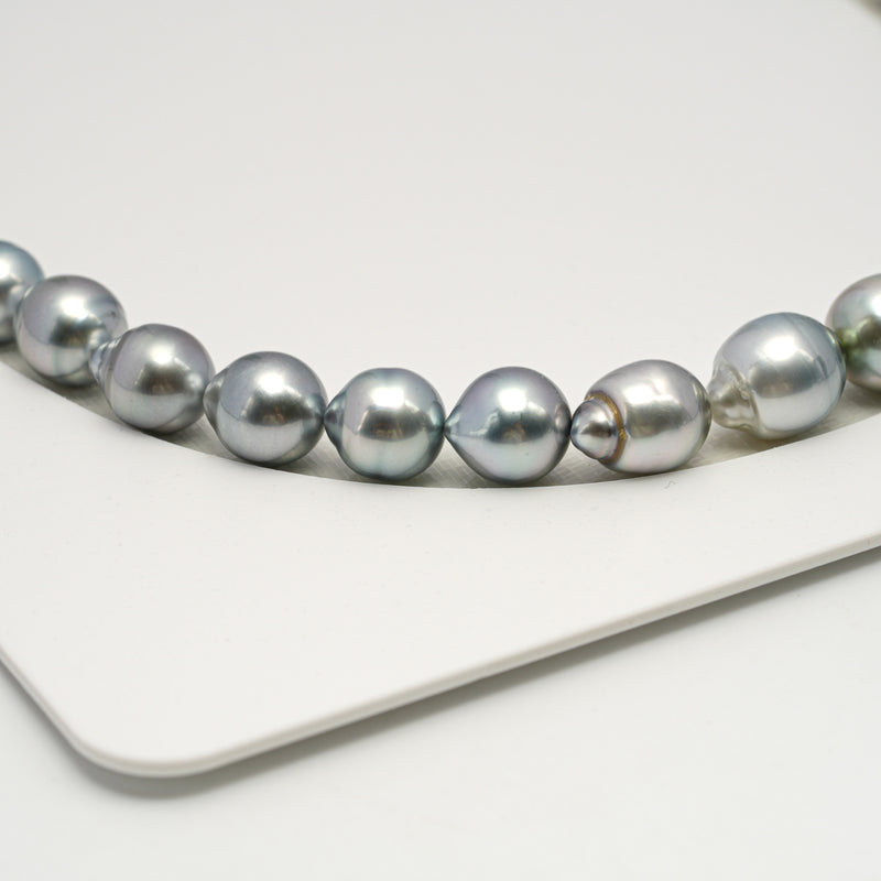 39pcs "High Luster" Silver Gray 8-11mm - SB AAA/AA Quality Tahitian Pearl Necklace NL1603 HL3