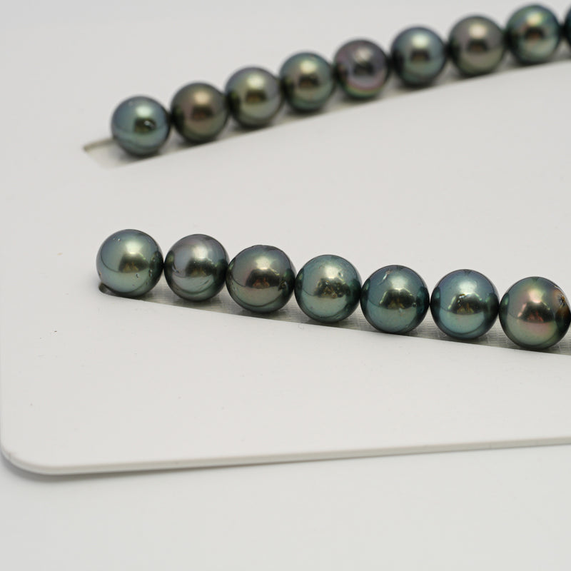 38pcs Green 11-12mm - SR/NR AA/AAA Quality Tahitian Pearl Necklace NL1633 THMIX3