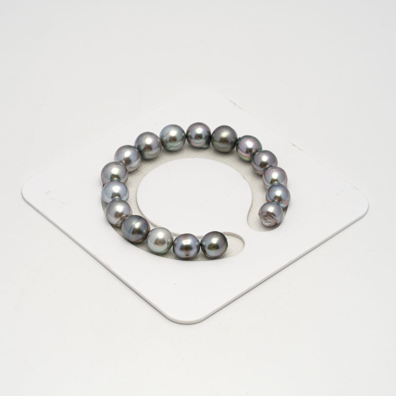 17pcs "High Luster" Silver Mix 9-11mm - SB AAA/AA Quality Tahitian Pearl Bracelet BR2240 HL3