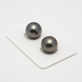 2pcs Dark 12.4mm - RSR AAA Quality Tahitian Pearl PAIR ER1492 NG15