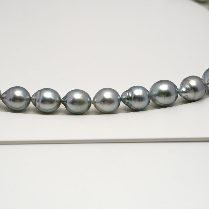 39pcs "High Luster" Silver Gray 8-11mm - SB AAA/AA Quality Tahitian Pearl Necklace NL1603 HL3