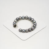 17pcs "High Luster" Silver Mix 9-11mm - SB AAA/AA Quality Tahitian Pearl Bracelet BR2240 HL3