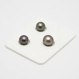 3pcs "High Luster" Multicolor 8.9-10mm - SR/NR AAA/AA Quality Tahitian Pearl Trio Set ER1251 THMIX1