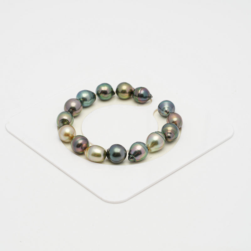 15pcs "High Luster" Multicolor 9-10mm - CL/SB AAA/AA Quality Tahitian Pearl Bracelet BR2105 OR8