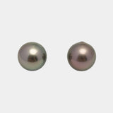 2pcs "High Luster" Green Cherry 11.8mm - SR/NR AAA Quality Tahitian Pearl Pair ER1555 A101