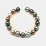 17pcs "High Luster" Multicolor 9-10mm - SB AAA/AA Quality Tahitian Pearl Bracelet BR2202 HL3