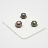 3pcs "High Luster" Multicolor 8.9-10mm - SR/NR AAA/AA Quality Tahitian Pearl Trio Set ER1251 THMIX1