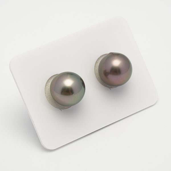 2pcs "High Luster" Green Cherry 11.8mm - SR/NR AAA Quality Tahitian Pearl Pair ER1555 A101