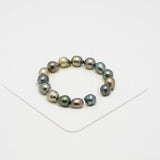 15pcs "High Luster" Multicolor 9-10mm - CL/SB AAA/AA Quality Tahitian Pearl Bracelet BR2105 OR8