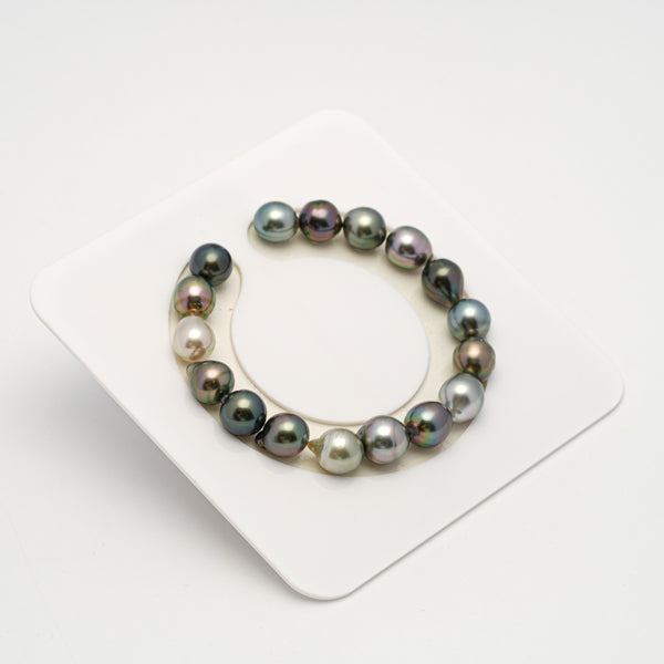 17pcs "High Luster" Multicolor 9-10mm - SB AAA/AA Quality Tahitian Pearl Bracelet BR2202 HL3