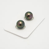 2pcs "High Luster" Peacock 10.4mm - SR AAA Quality Tahitian Pearl Pair ER1591 OR10