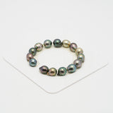 15pcs "High Luster" Multicolor 9-10mm - CL/SB AAA/AA Quality Tahitian Pearl Bracelet BR2105 OR8