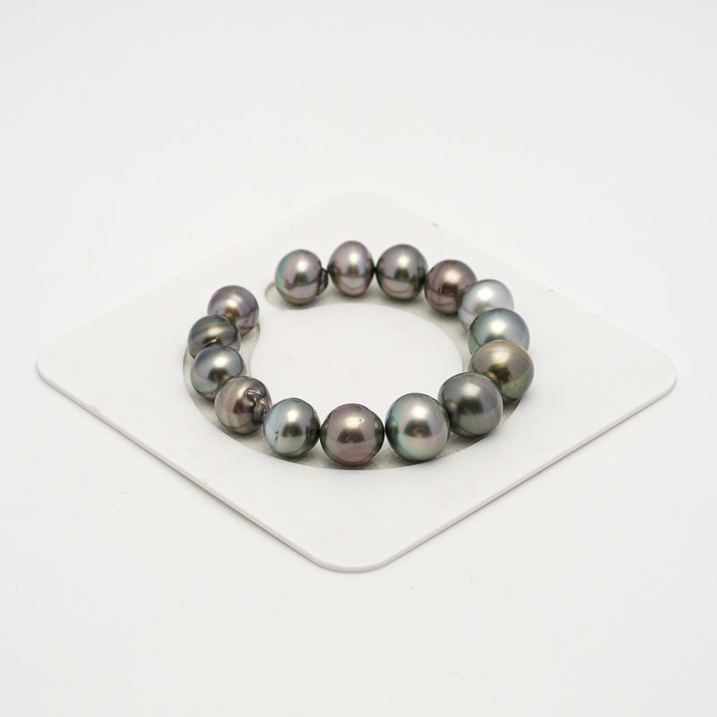 15pcs Multicolor 10-13mm - NR/BT AA Quality Tahitian Pearl Bracelet BR2172 THMIX2