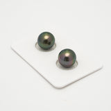 2pcs "High Luster" Peacock 10.4mm - SR AAA Quality Tahitian Pearl Pair ER1591 OR10