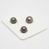 3pcs "High Luster" Multicolor 8.9-10mm - SR/NR AAA/AA Quality Tahitian Pearl Trio Set ER1251 THMIX1