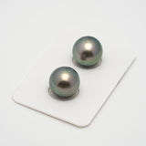 2pcs Green 12.2-12.3mm - RSR AAA/AA Quality Tahitian Pearl Pair ER1493 TH2