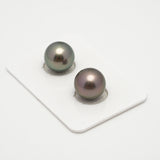 2pcs "High Luster" Green Cherry 11.8mm - SR/NR AAA Quality Tahitian Pearl Pair ER1555 A101