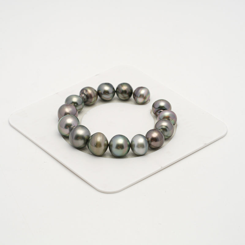 15pcs Multicolor 10-13mm - NR/BT AA Quality Tahitian Pearl Bracelet BR2172 THMIX2